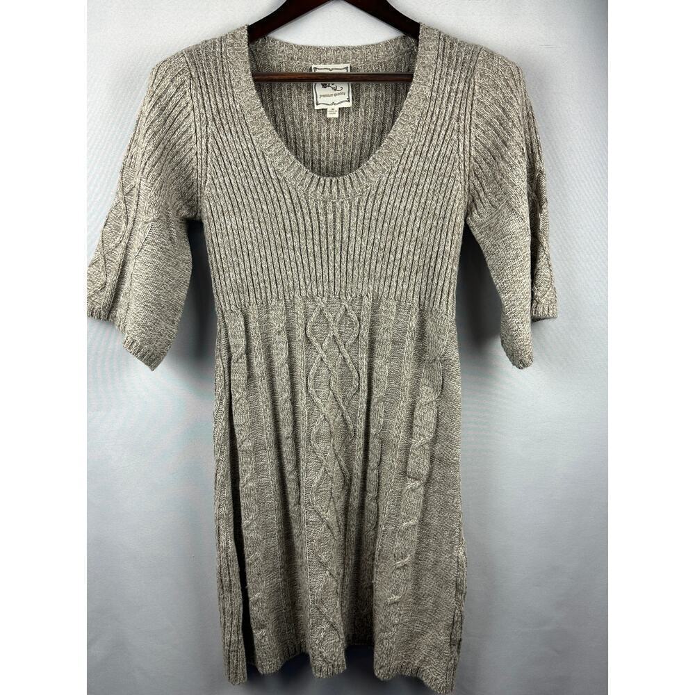 Women’s Pink Rose Oatmeal Sweater Dress, Short Bell Sleeve Size M